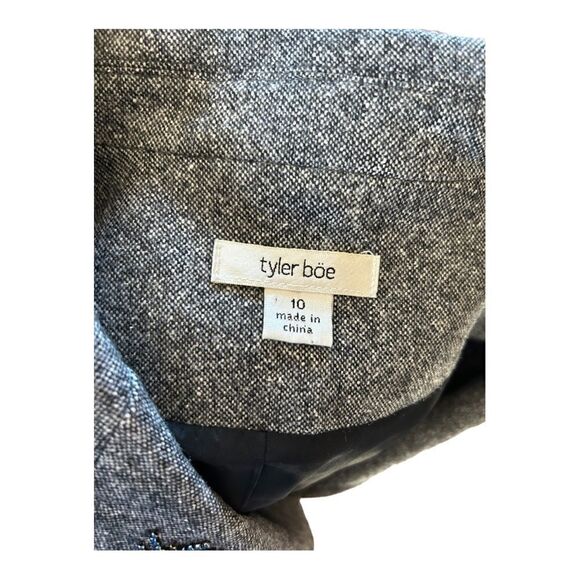 NEW Tyler Boe Wool Skirt Blazer Suit Grey Black Lace Silk Button Zip Women 12/10 - Picture 5 of 15